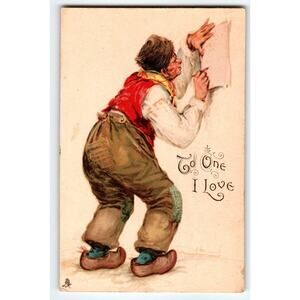 Frances Brundage Dutch Man Wood Shoes Valentine Postcard Series 100 Tuck 1907